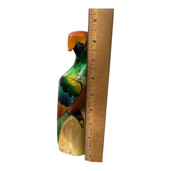 Balsa‎ Wood Parrot Figurine Vintage Hand Carved Hand Painted 8-1/2" - Picture 7 of 7